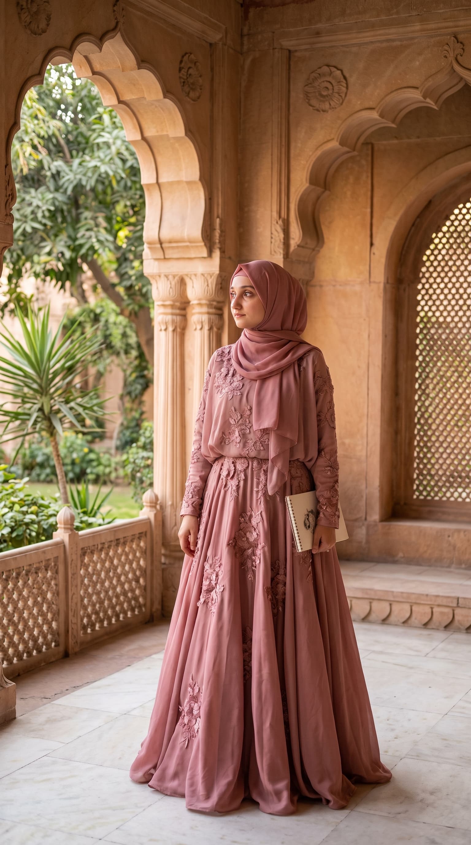 Sara Malik in a Mughal courtyard
